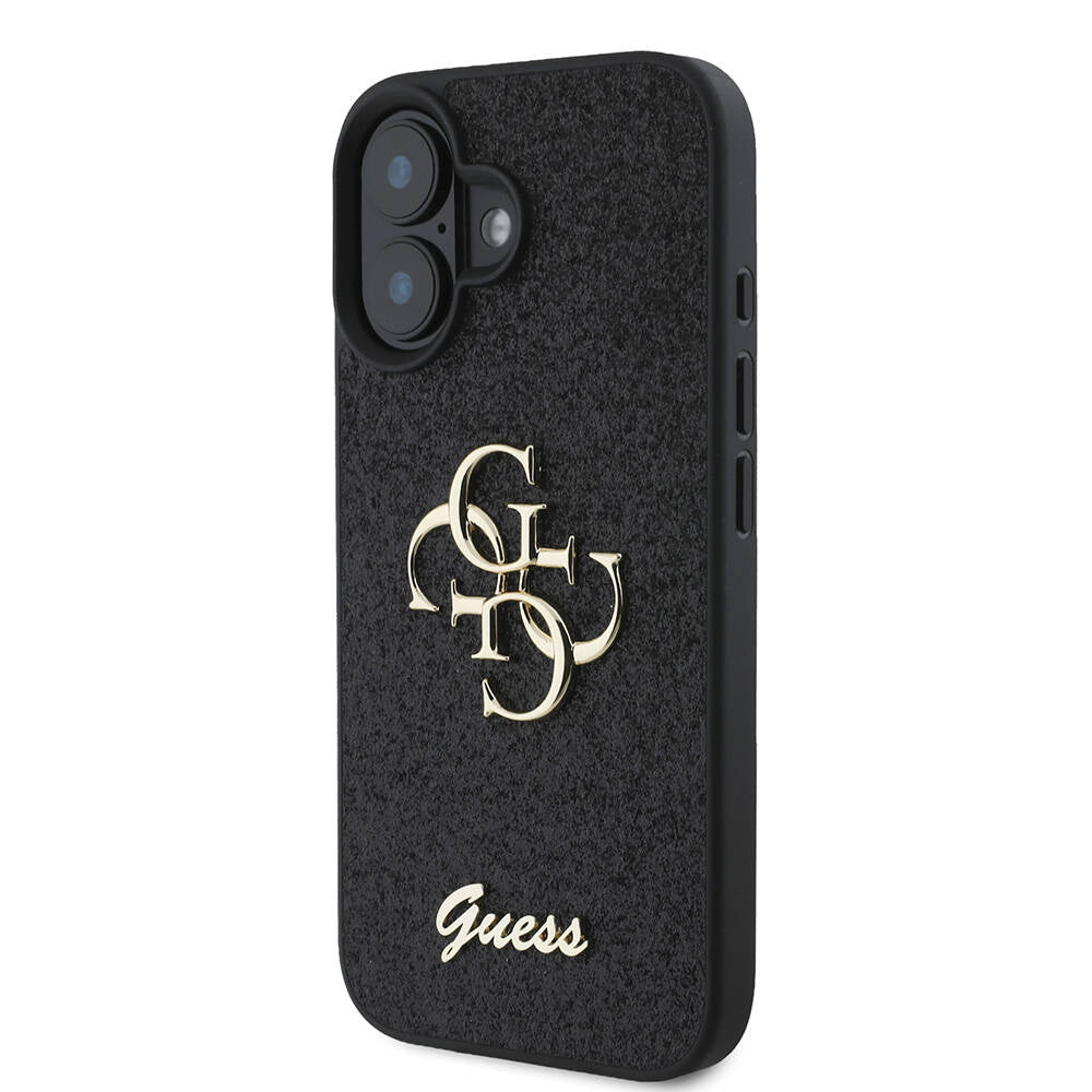 Guess iPhone 16 Kılıf Lisanslı 4G Büyük Metal Logolu Glitter Telefon Kılıfı