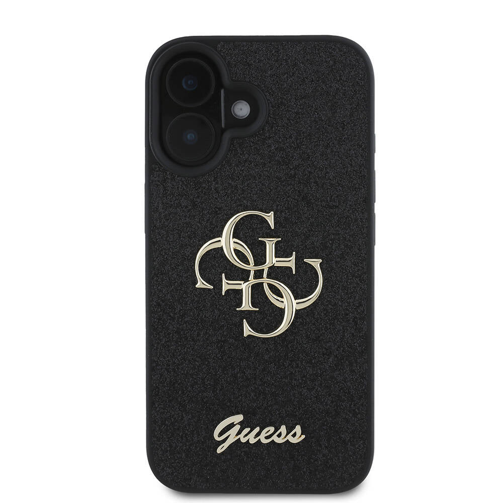 Guess iPhone 16 Kılıf Lisanslı 4G Büyük Metal Logolu Glitter Telefon Kılıfı