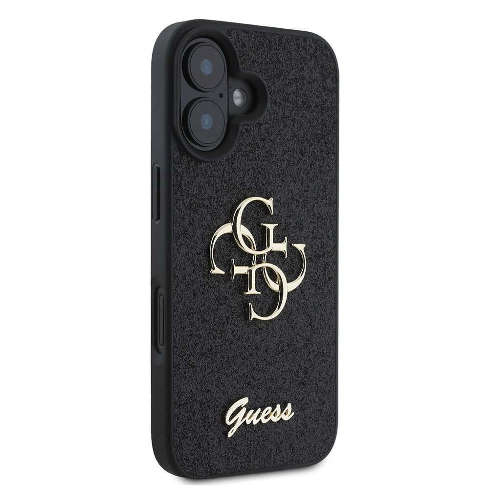 Guess iPhone 16 Kılıf Lisanslı 4G Büyük Metal Logolu Glitter Telefon Kılıfı