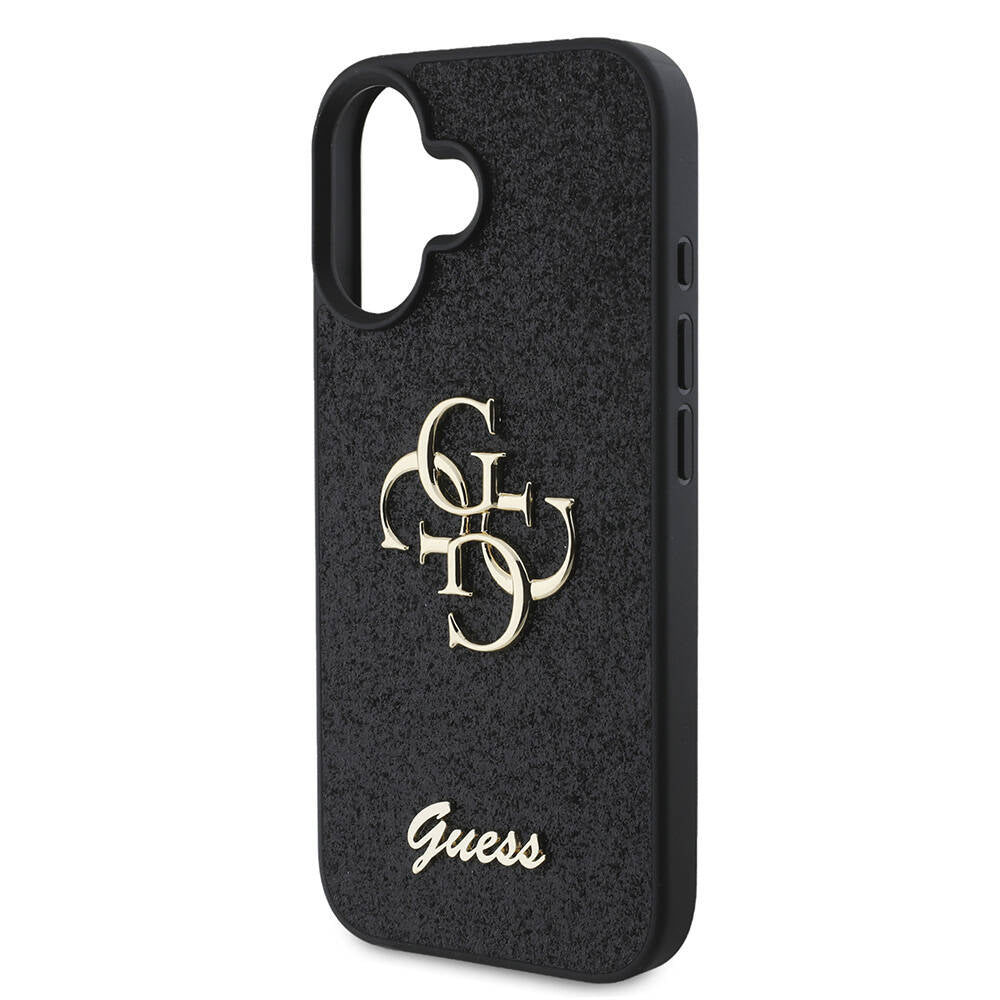 Guess iPhone 16 Kılıf Lisanslı 4G Büyük Metal Logolu Glitter Telefon Kılıfı