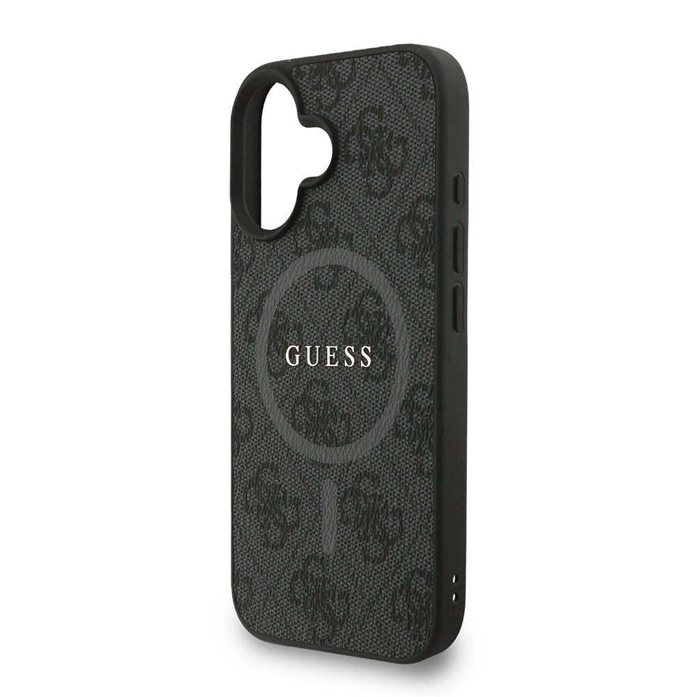 Guess iPhone 16 Orjinal Lisanslı Magsafe PU Deri Bilek Askı İpli Yazı Logolu Telefon Kılıfı