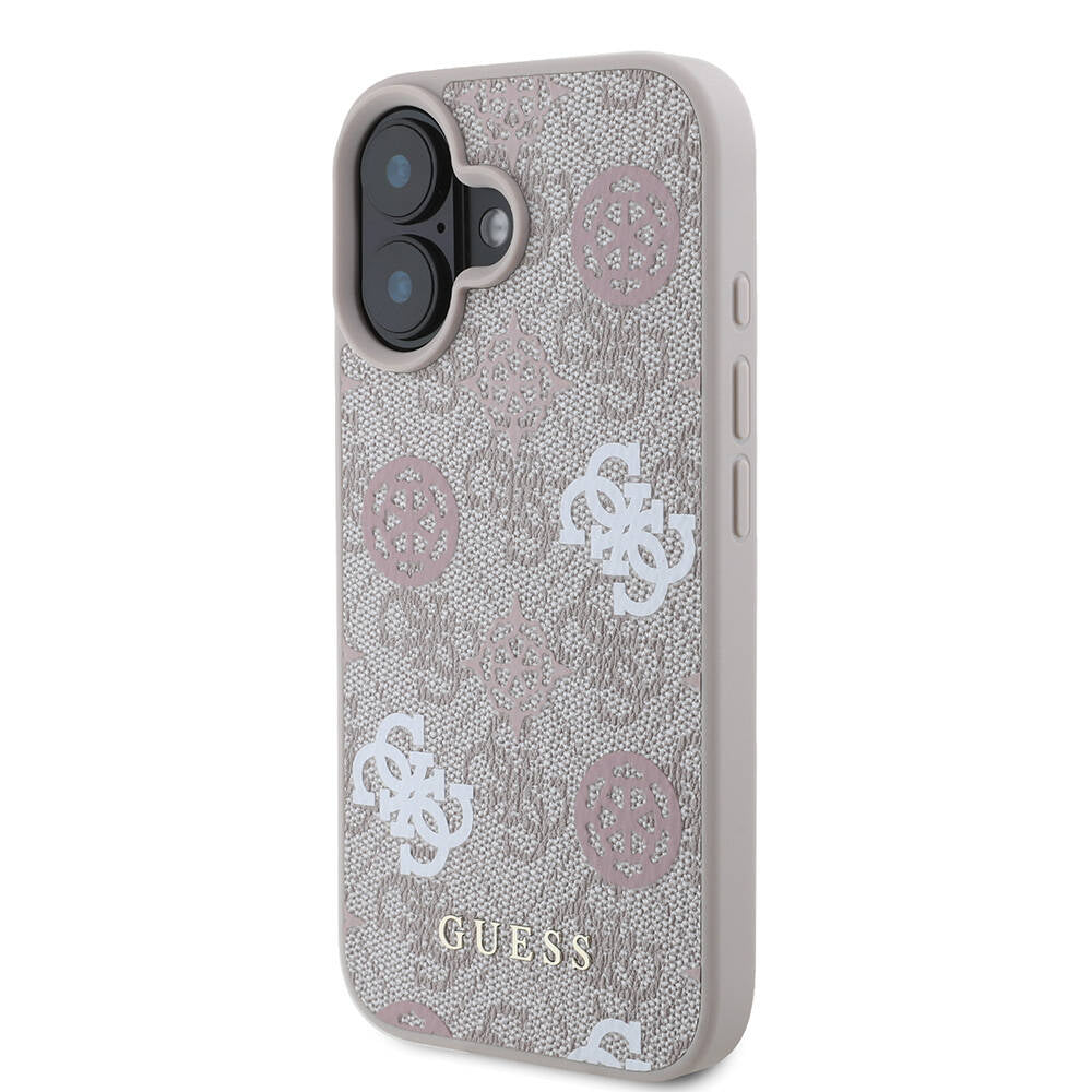 Guess iPhone 16 Orjinal Lisanslı Magsafe Şarj Özellikli 4G Desenli Yazı Logolu Peony Telefon Kılıfı