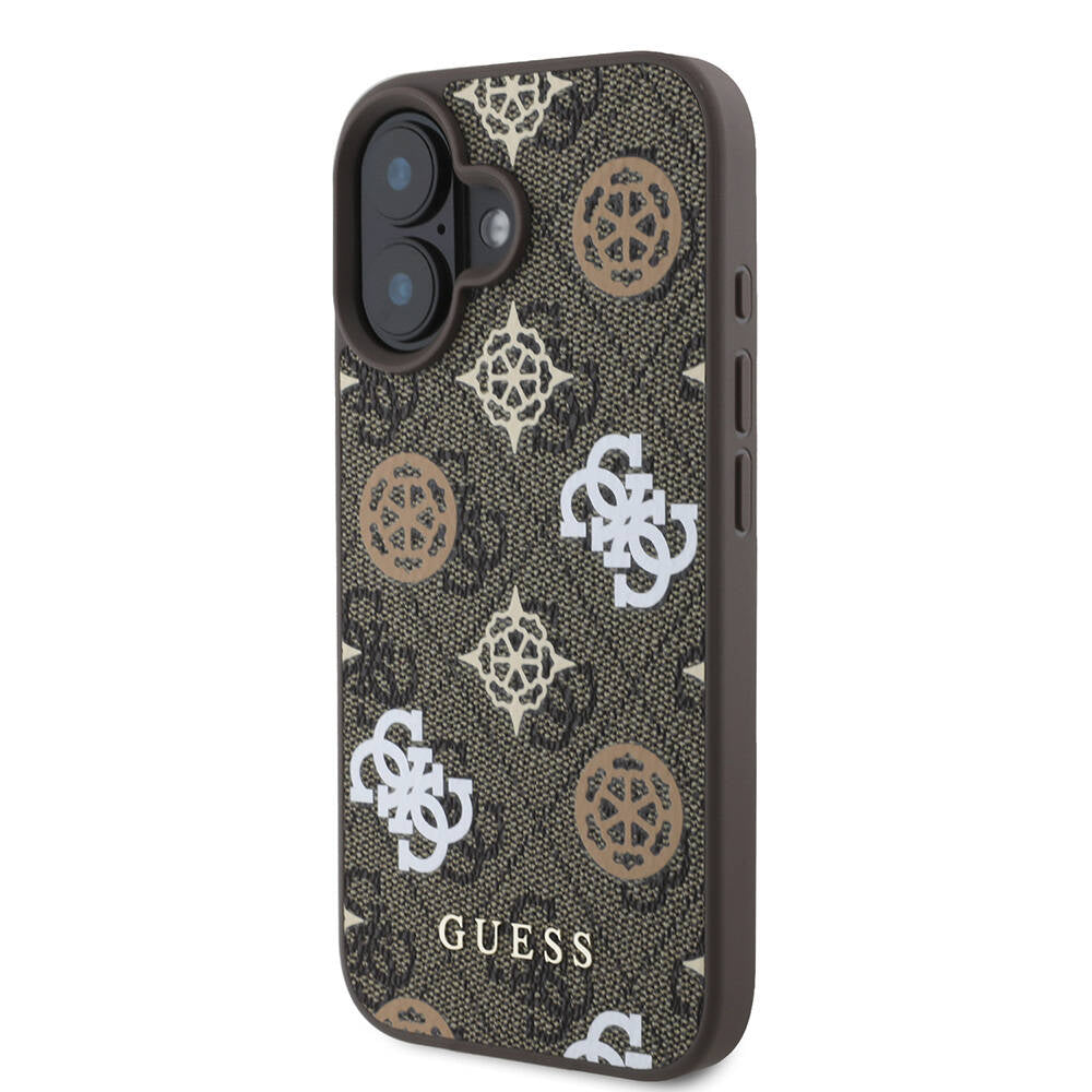 Guess iPhone 16 Orjinal Lisanslı Magsafe Şarj Özellikli 4G Desenli Yazı Logolu Peony Telefon Kılıfı