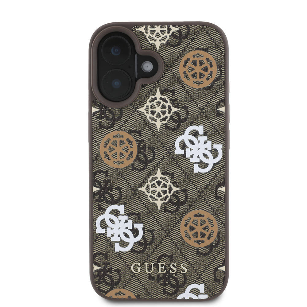 Guess iPhone 16 Orjinal Lisanslı Magsafe Şarj Özellikli 4G Desenli Yazı Logolu Peony Telefon Kılıfı