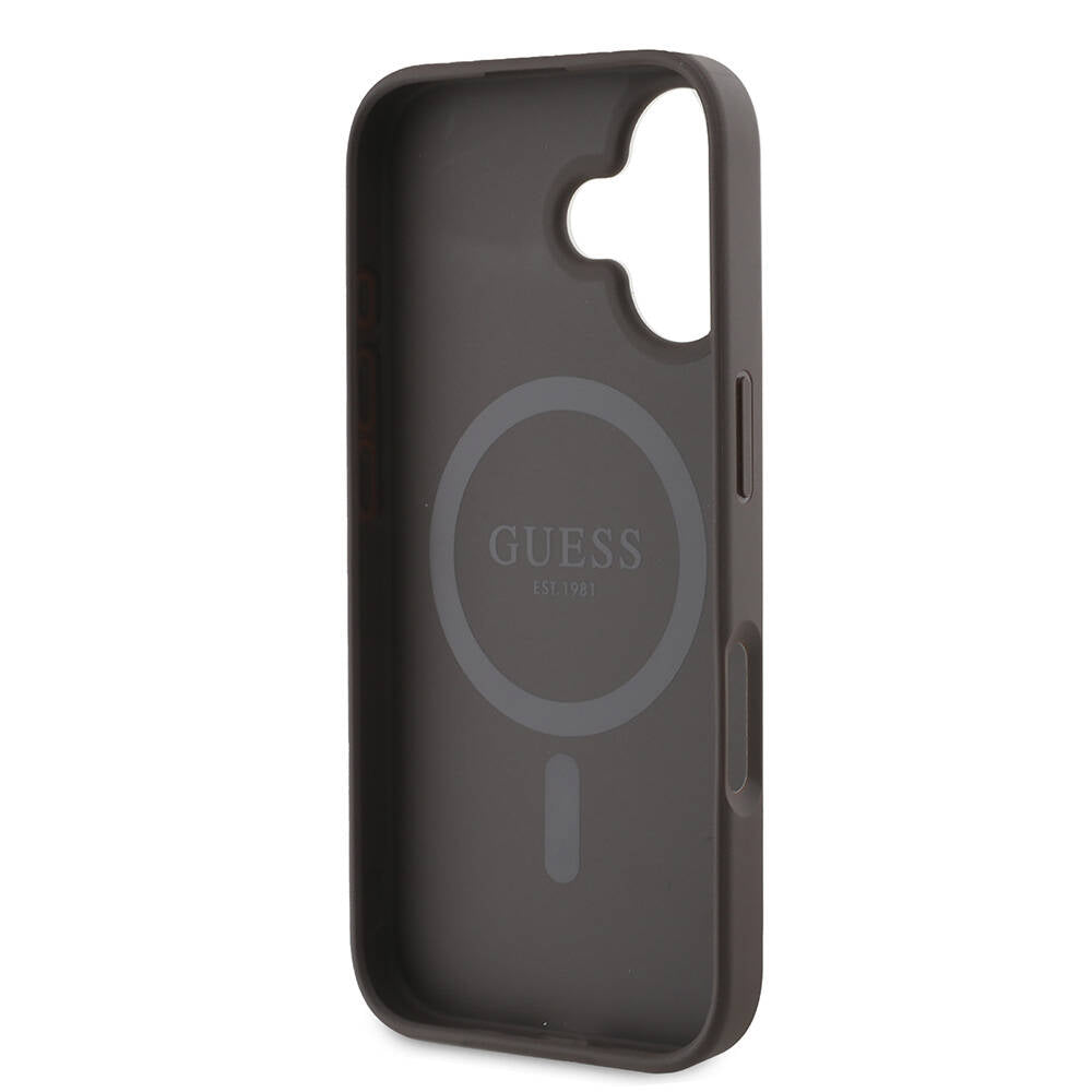 Guess iPhone 16 Orjinal Lisanslı Magsafe Şarj Özellikli 4G Desenli Yazı Logolu Peony Telefon Kılıfı