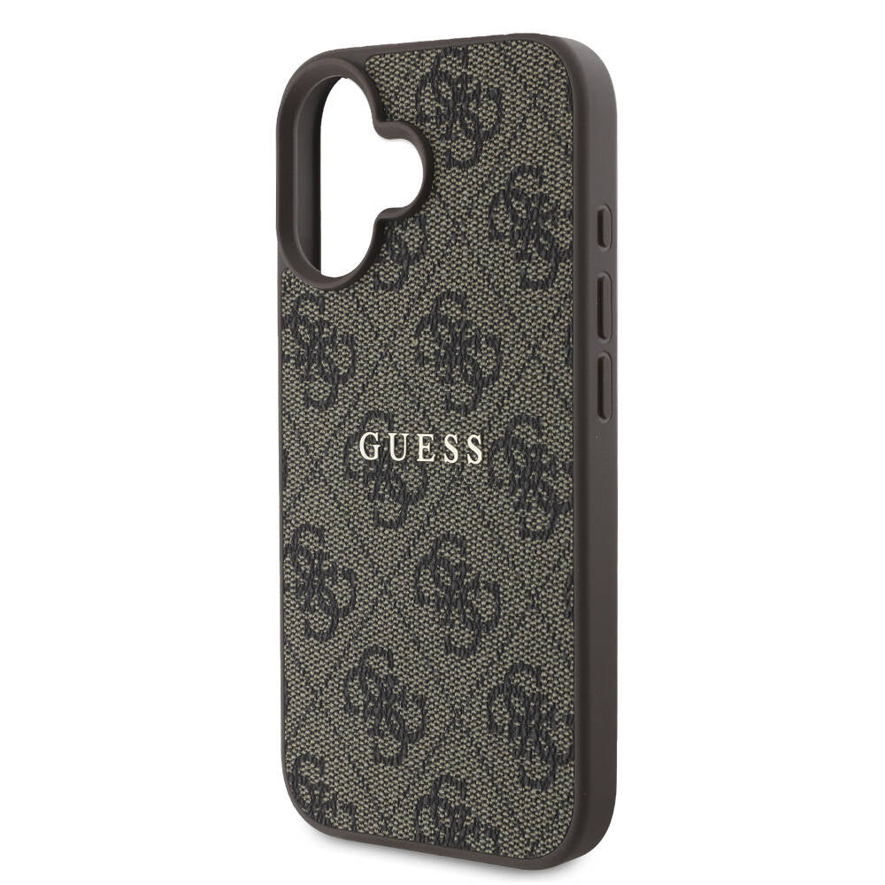 Guess iPhone 16 Kılıf Lisanslı Magsafe Şarj Özellikli 4G Desenli Yazı Logolu Telefon Kılıfı