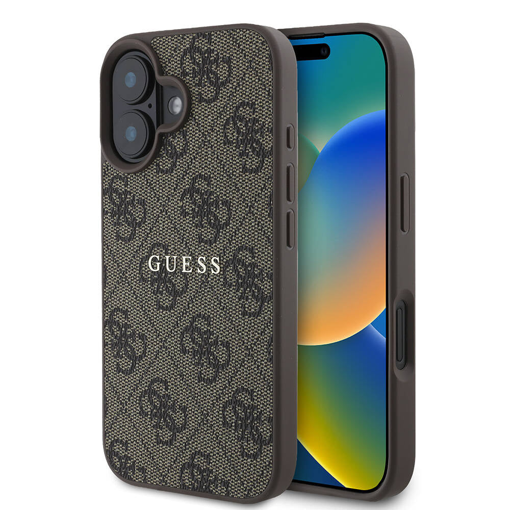 Guess iPhone 16 Kılıf Lisanslı Magsafe Şarj Özellikli 4G Desenli Yazı Logolu Telefon Kılıfı - 1