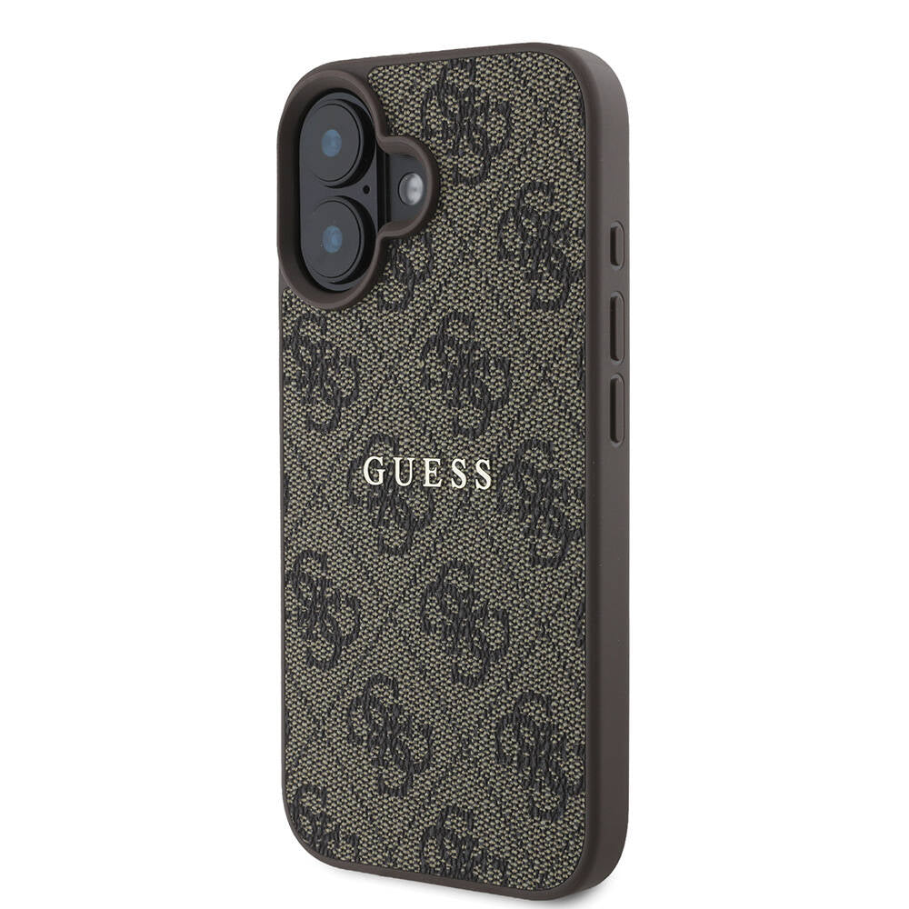 Guess iPhone 16 Kılıf Lisanslı Magsafe Şarj Özellikli 4G Desenli Yazı Logolu Telefon Kılıfı