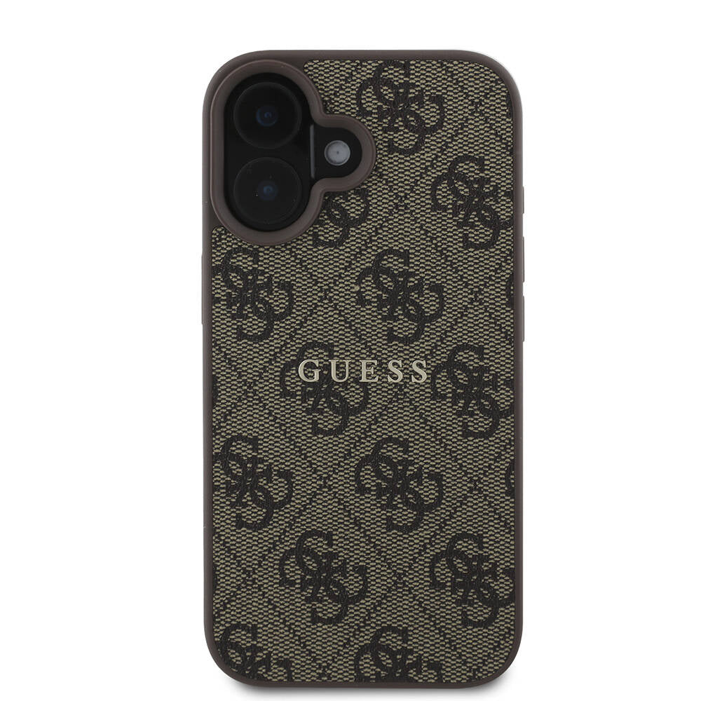 Guess iPhone 16 Kılıf Lisanslı Magsafe Şarj Özellikli 4G Desenli Yazı Logolu Telefon Kılıfı