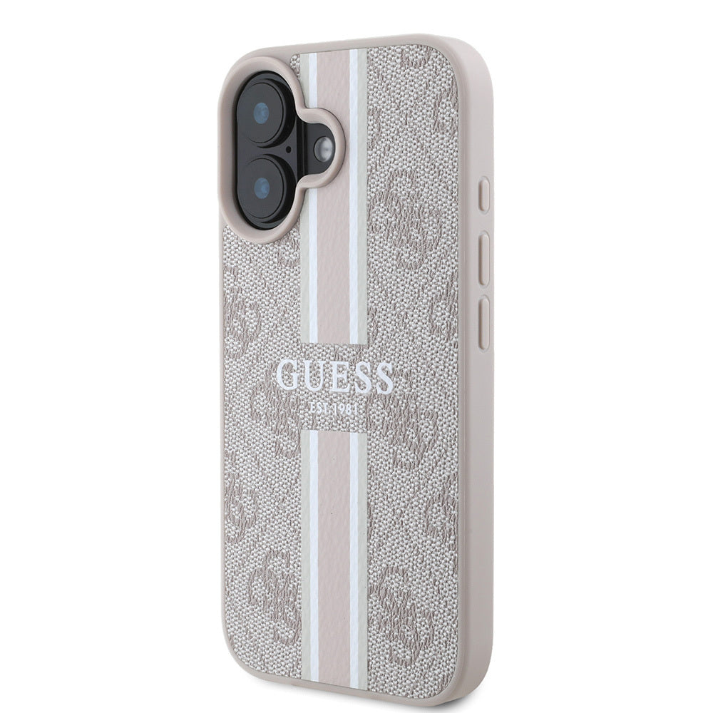 Guess iPhone 16 Orjinal Lisanslı Magsafe Şarj Özellikli 4G Şerit Tasarımlı Printed Telefon Kılıfı