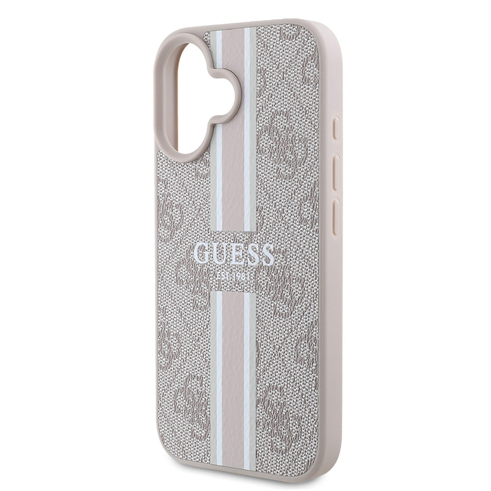 Guess iPhone 16 Orjinal Lisanslı Magsafe Şarj Özellikli 4G Şerit Tasarımlı Printed Telefon Kılıfı