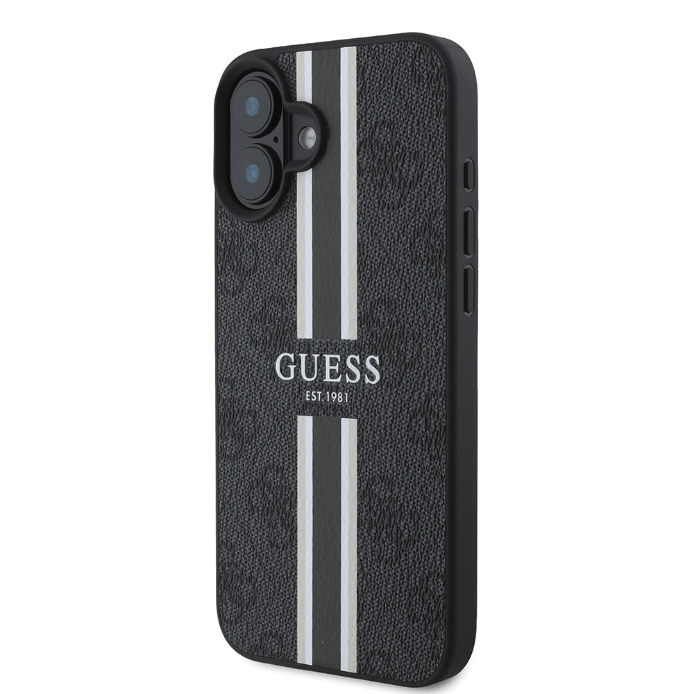 Guess iPhone 16 Orjinal Lisanslı Magsafe Şarj Özellikli 4G Şerit Tasarımlı Printed Telefon Kılıfı