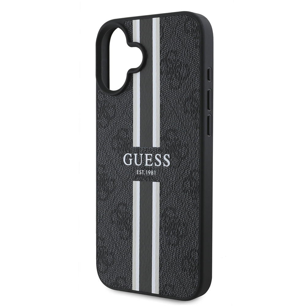 Guess iPhone 16 Orjinal Lisanslı Magsafe Şarj Özellikli 4G Şerit Tasarımlı Printed Telefon Kılıfı