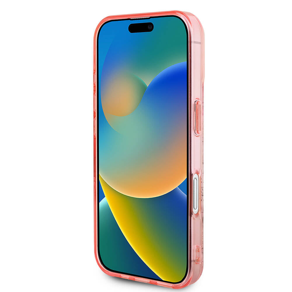 Guess iPhone 16 Orjinal Lisanslı M-safe Şarj Özellikli IML Baskılı Yazı Logolu Flower Tonal Circle Kılıf