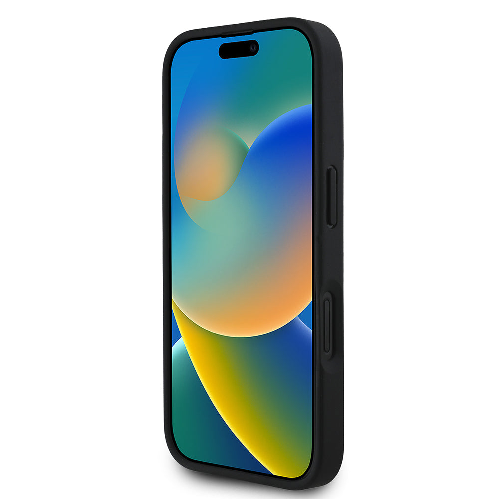 Guess iPhone 16 Orjinal Lisanslı M-safe Şarj Özellikli Sıcak Baskılı Üçgen Logolu PU Deri Peony Kılıf