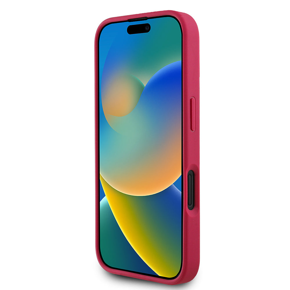 Guess iPhone 16 Orjinal Lisanslı Taneli Çiçek Tasarımlı Metal Yazı Logolu M-safe Kılıf