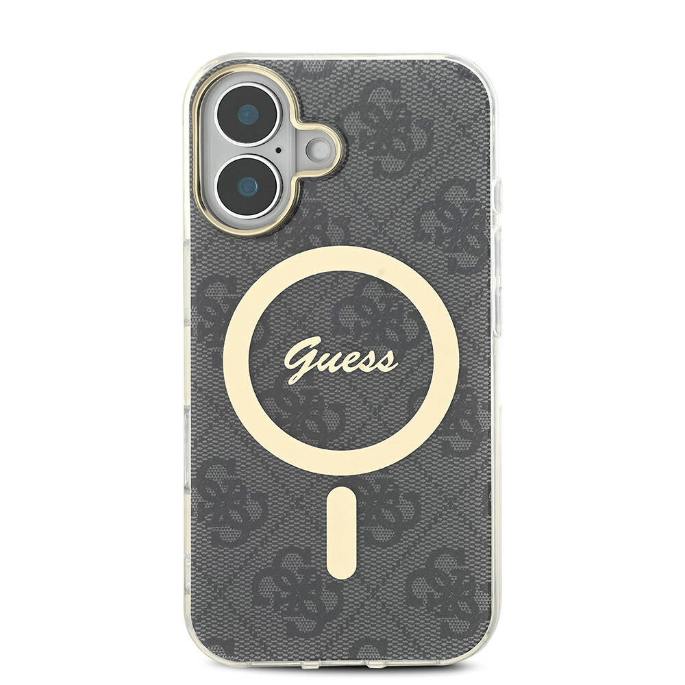 Guess iPhone 16 Orjinal Lisanslı Magsafe Şarj Özellikli Yazı Logolu 4G Desenli Telefon Kılıfı