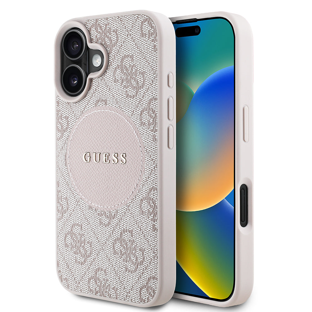 Guess iPhone 16 Orjinal Lisanslı M-safe Şarj Özellikli Yazı Logolu Circle Classic Kılıf