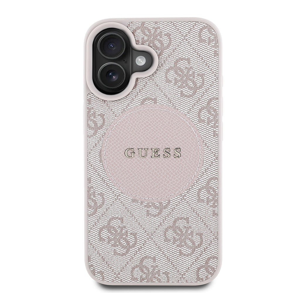 Guess iPhone 16 Orjinal Lisanslı M-safe Şarj Özellikli Yazı Logolu Circle Classic Kılıf
