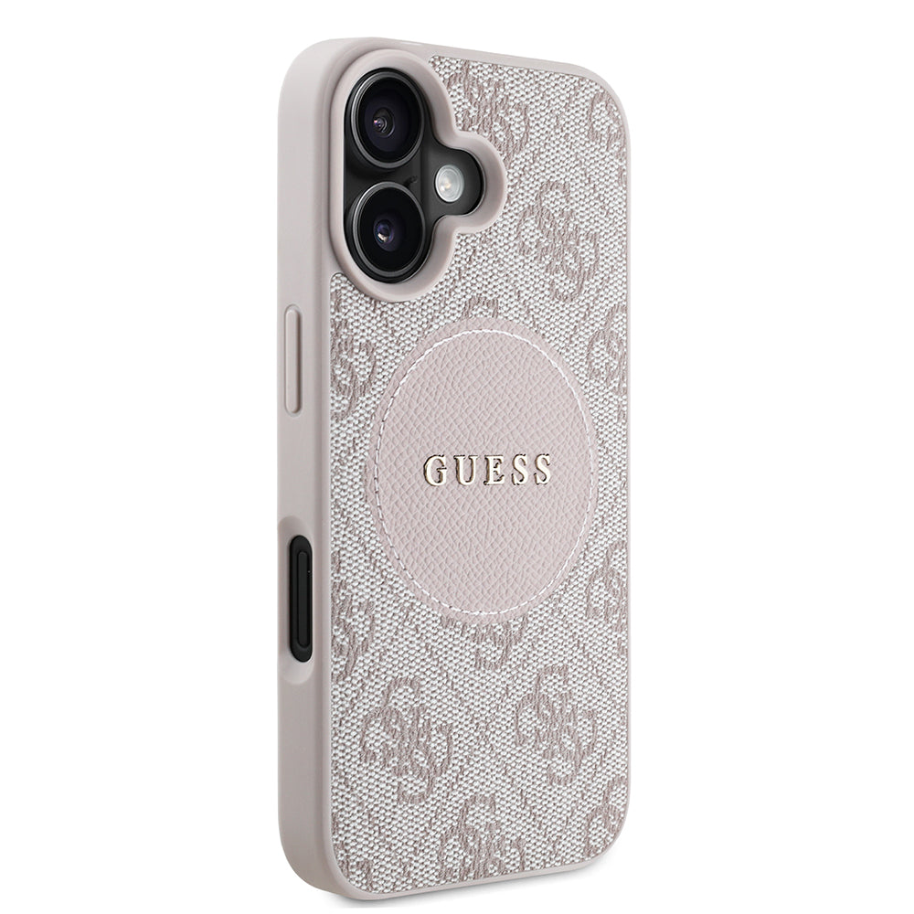 Guess iPhone 16 Orjinal Lisanslı M-safe Şarj Özellikli Yazı Logolu Circle Classic Kılıf