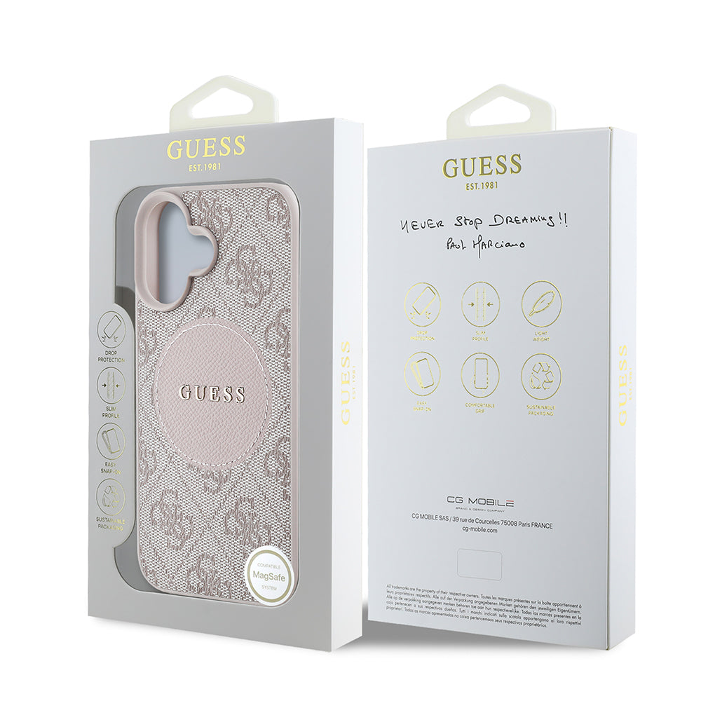Guess iPhone 16 Orjinal Lisanslı M-safe Şarj Özellikli Yazı Logolu Circle Classic Kılıf