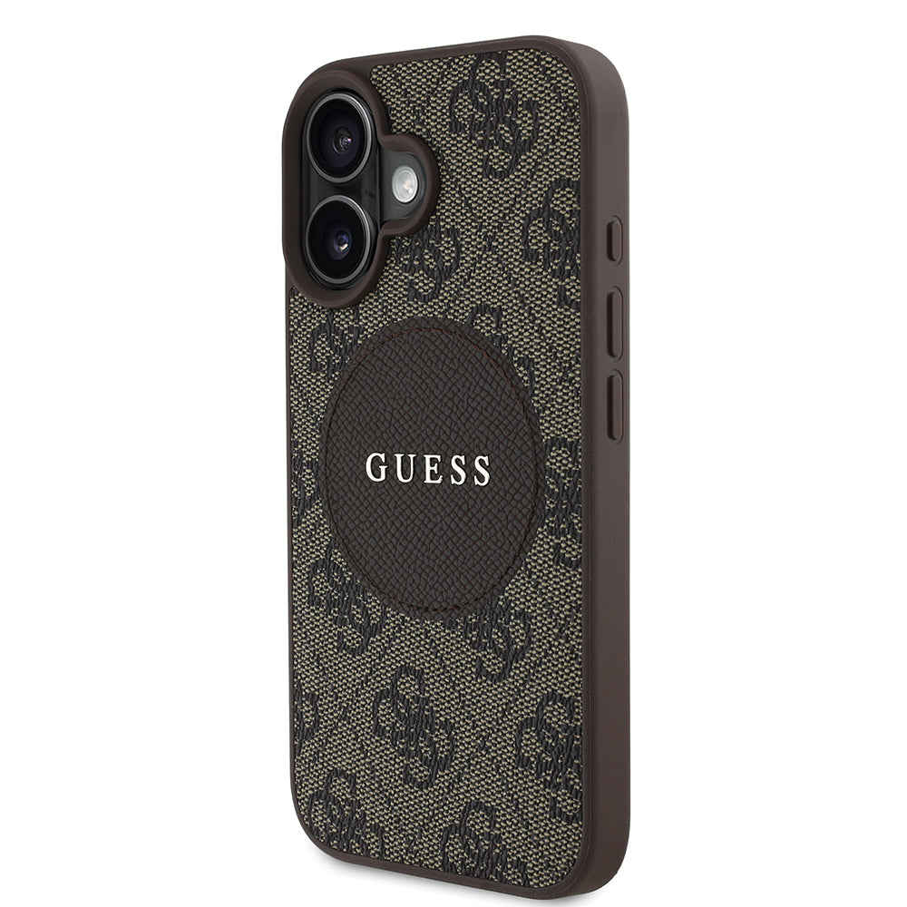 Guess iPhone 16 Orjinal Lisanslı M-safe Şarj Özellikli Yazı Logolu Circle Classic Kılıf