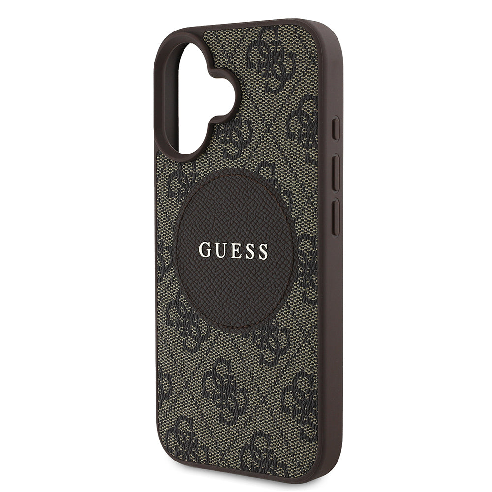 Guess iPhone 16 Orjinal Lisanslı M-safe Şarj Özellikli Yazı Logolu Circle Classic Kılıf