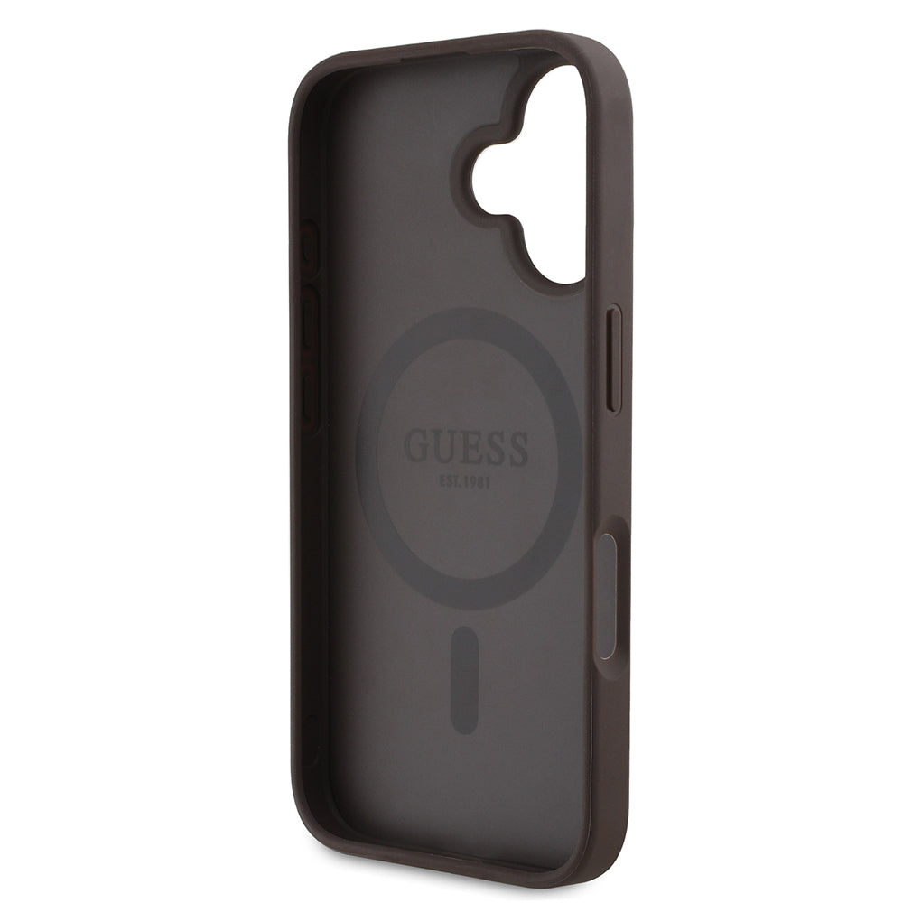 Guess iPhone 16 Orjinal Lisanslı M-safe Şarj Özellikli Yazı Logolu Circle Classic Kılıf