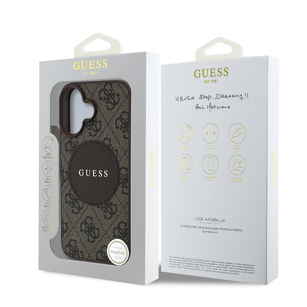 Guess iPhone 16 Orjinal Lisanslı M-safe Şarj Özellikli Yazı Logolu Circle Classic Kılıf