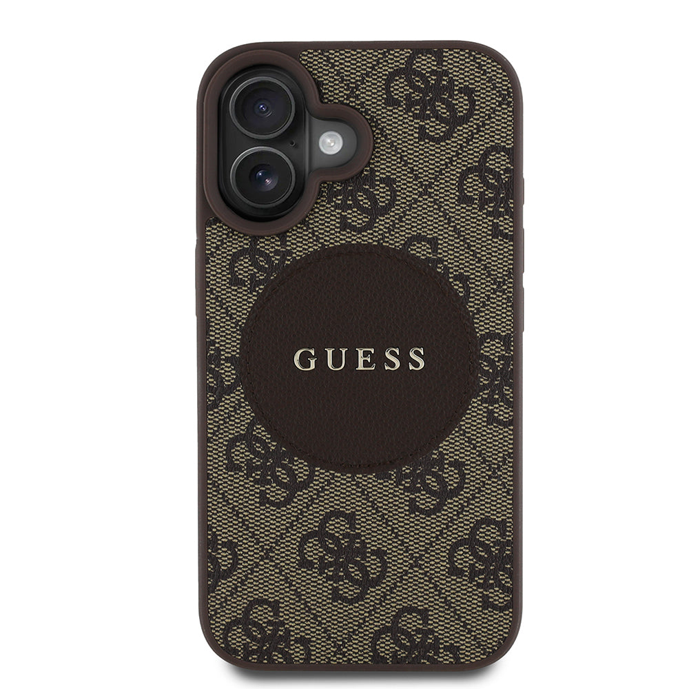 Guess iPhone 16 Orjinal Lisanslı M-safe Şarj Özellikli Yazı Logolu Circle Classic Kılıf