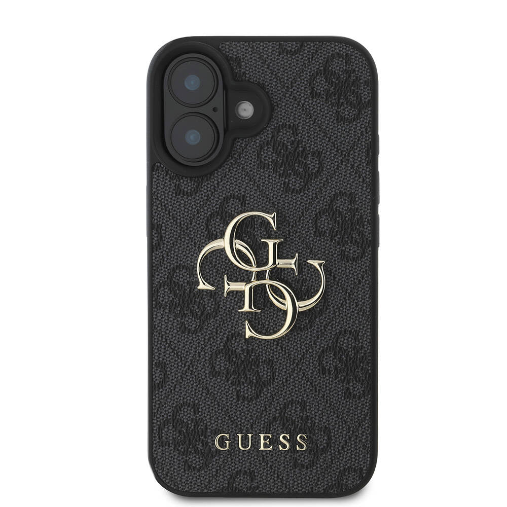 Guess iPhone 16 Orjinal Lisanslı PU Deri 4G Desenli Metal Büyük 4G ve Yazı Logolu Telefon Kılıfı