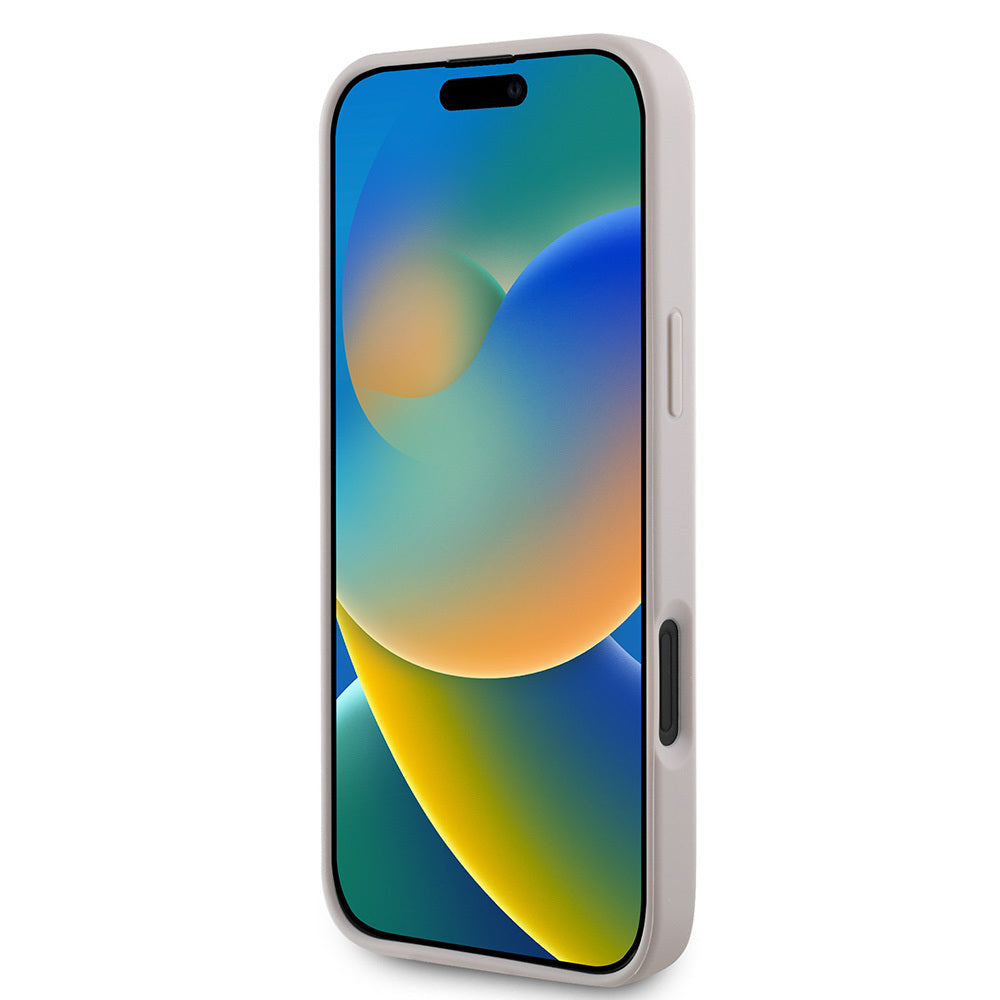 Guess iPhone 16 Orjinal Lisanslı PU Deri Şerit Logo Dizaynlı Telefon Kılıfı