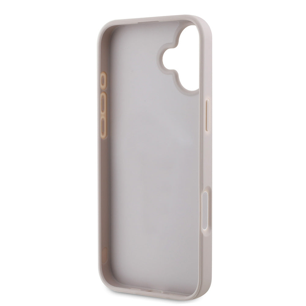 Guess iPhone 16 Orjinal Lisanslı PU Deri Şerit Logo Dizaynlı Telefon Kılıfı