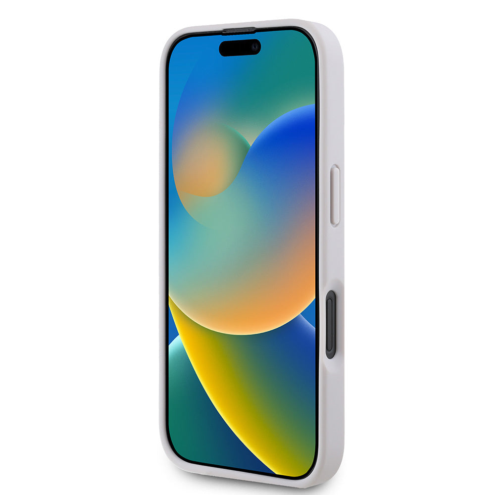 Guess iPhone 16 Orjinal Lisanslı PU Deri Taşlı Üçgen Logo 4G Desenli Strass Kılıf