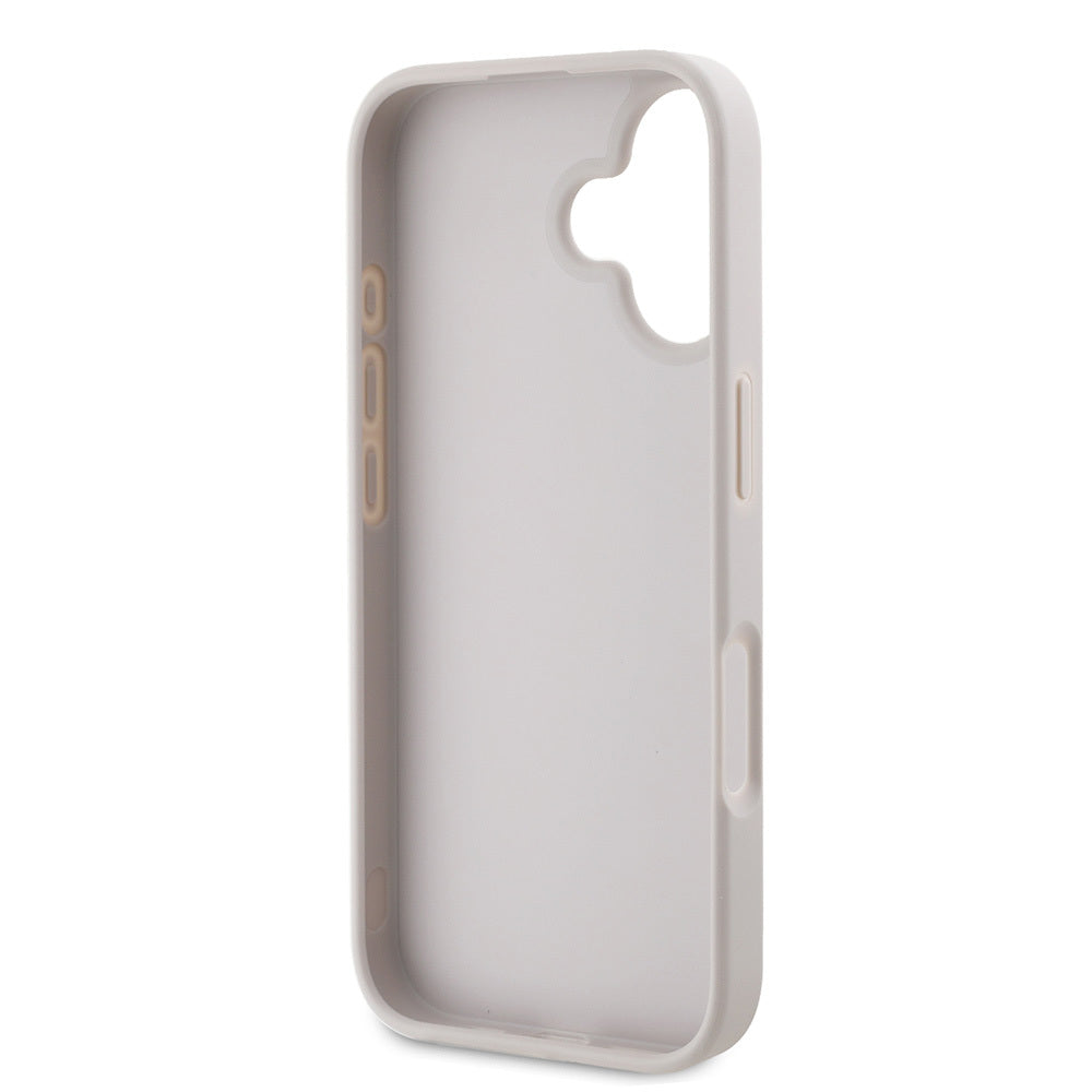 Guess iPhone 16 Orjinal Lisanslı PU Deri Taşlı Üçgen Logo 4G Desenli Strass Kılıf