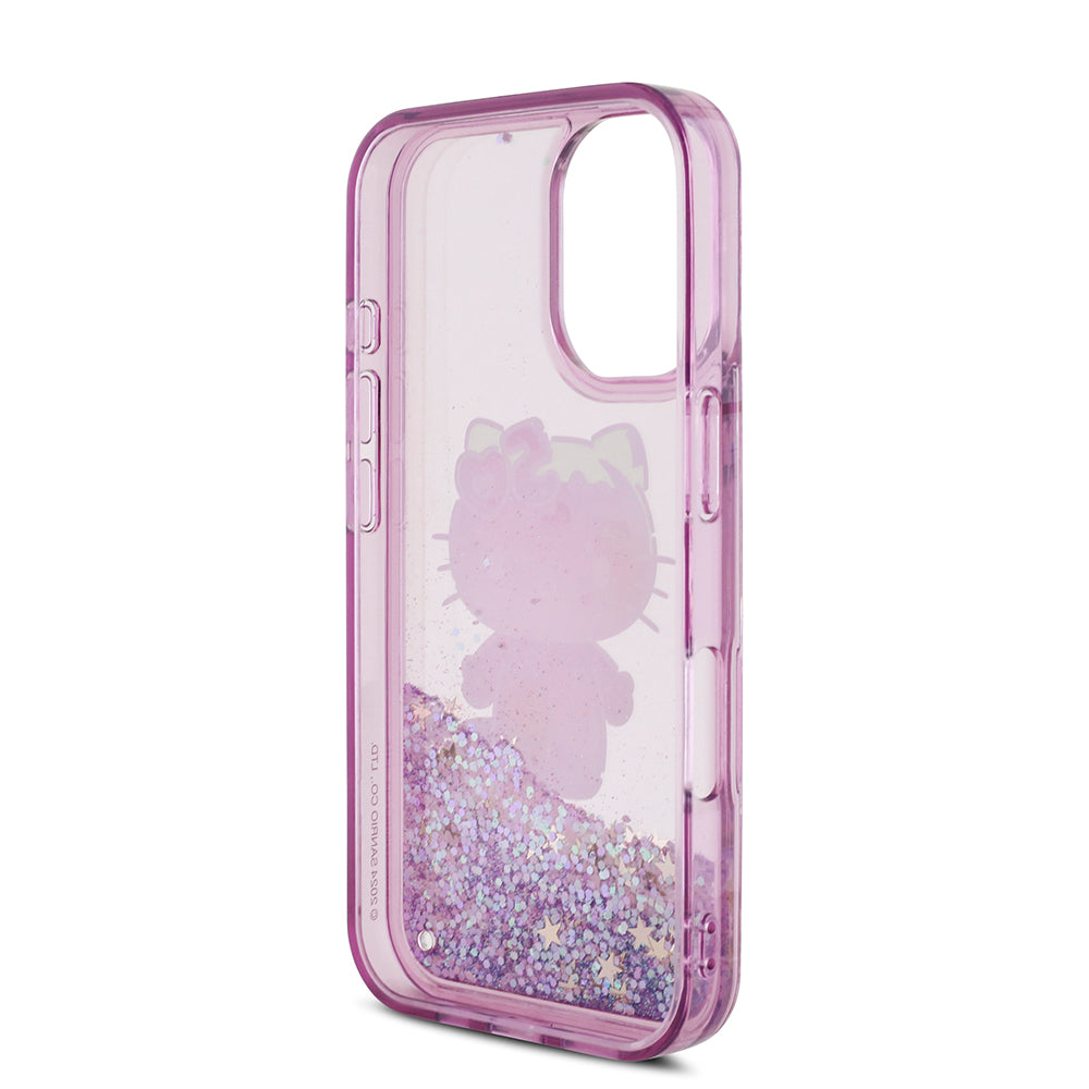 Hello Kitty iPhone 16 Orjinal Lisanslı Sıvılı Simli 50. Yıldönümü Partisi Kılıf