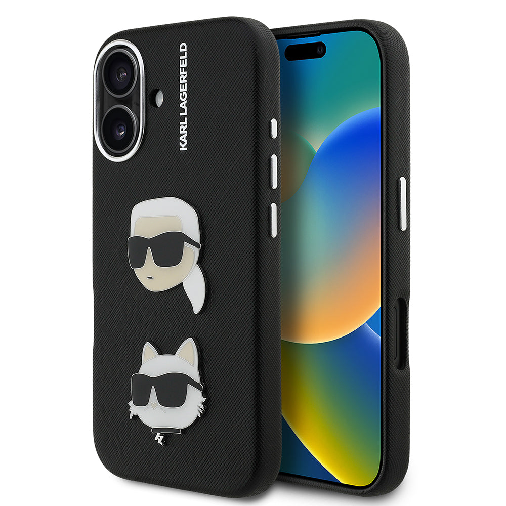 Karl Lagerfeld iPhone 16 Orjinal Lisanslı K&C Heads Pin Telefon Kılıfı