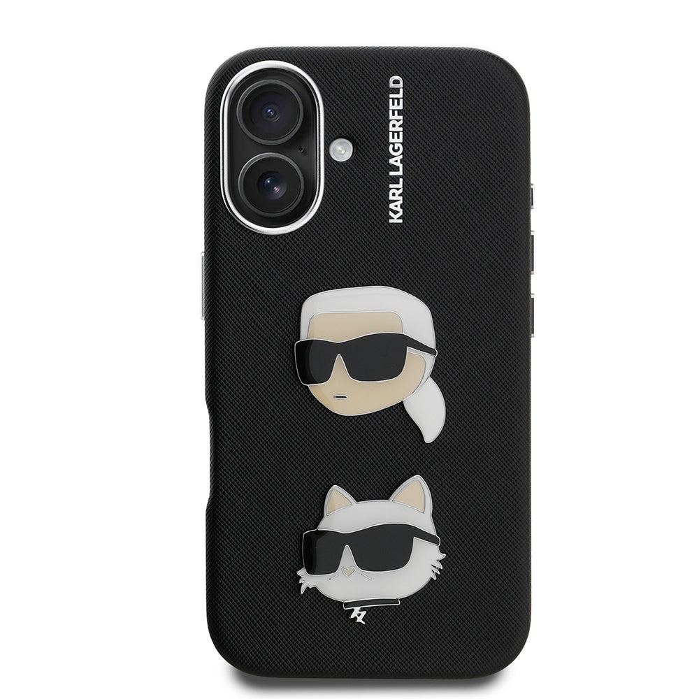 Karl Lagerfeld iPhone 16 Orjinal Lisanslı K&C Heads Pin Telefon Kılıfı