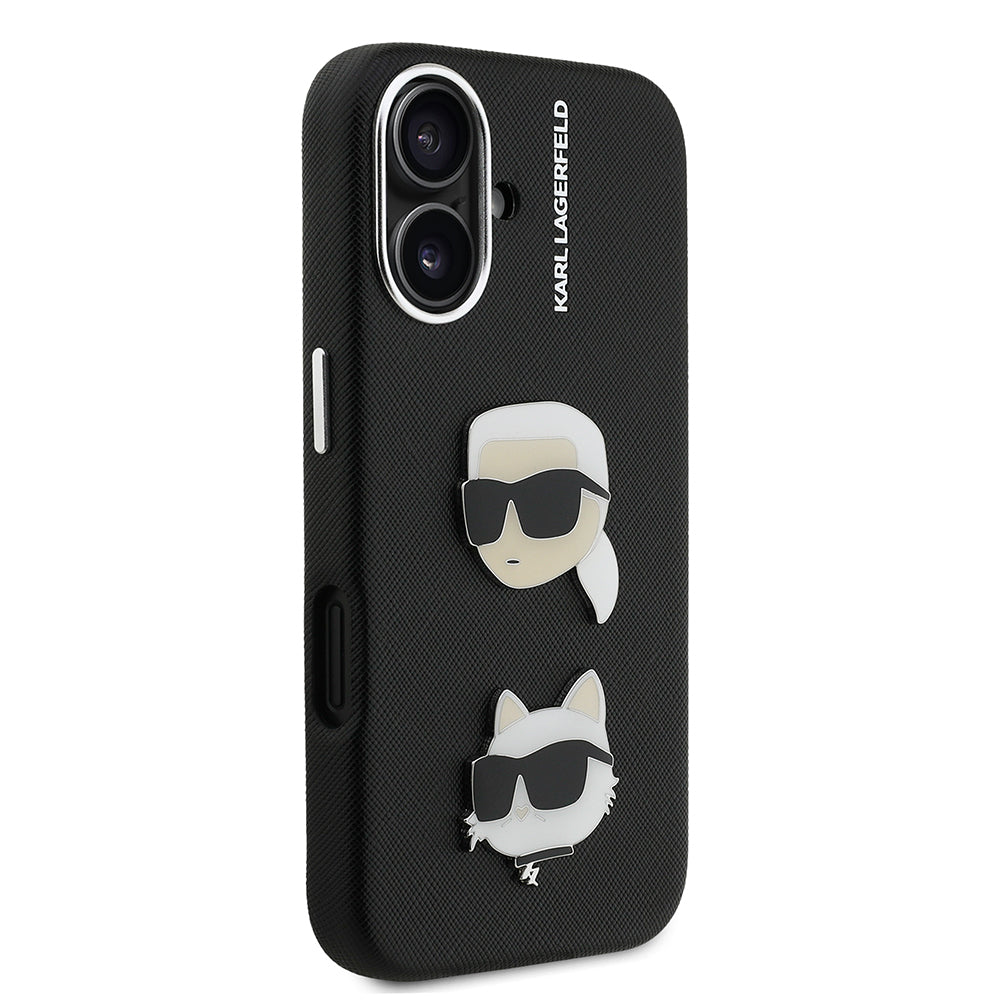 Karl Lagerfeld iPhone 16 Orjinal Lisanslı K&C Heads Pin Telefon Kılıfı