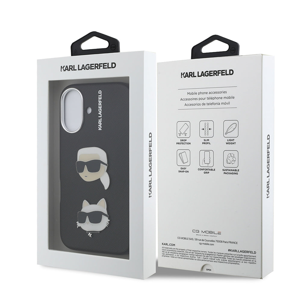 Karl Lagerfeld iPhone 16 Orjinal Lisanslı K&C Heads Pin Telefon Kılıfı
