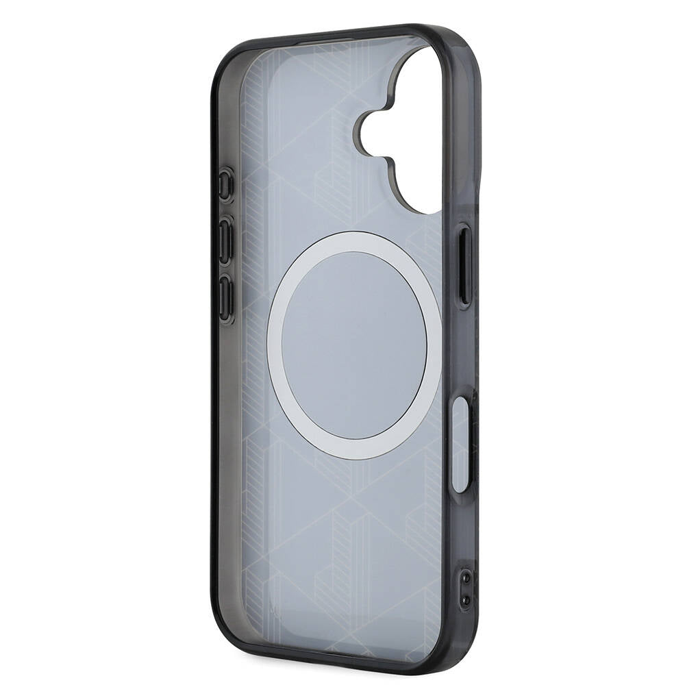 Lacoste iPhone 16 Orjinal Lisanslı M-safe Şarj Özellikli IML Baskılı Gümüş Timsah Logolu Monogram Kılıf