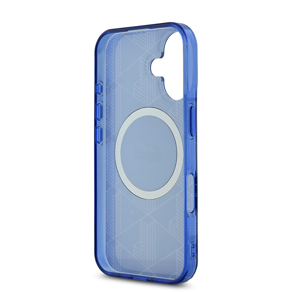 Lacoste iPhone 16 Orjinal Lisanslı M-safe Şarj Özellikli IML Baskılı Gümüş Timsah Logolu Monogram Kılıf