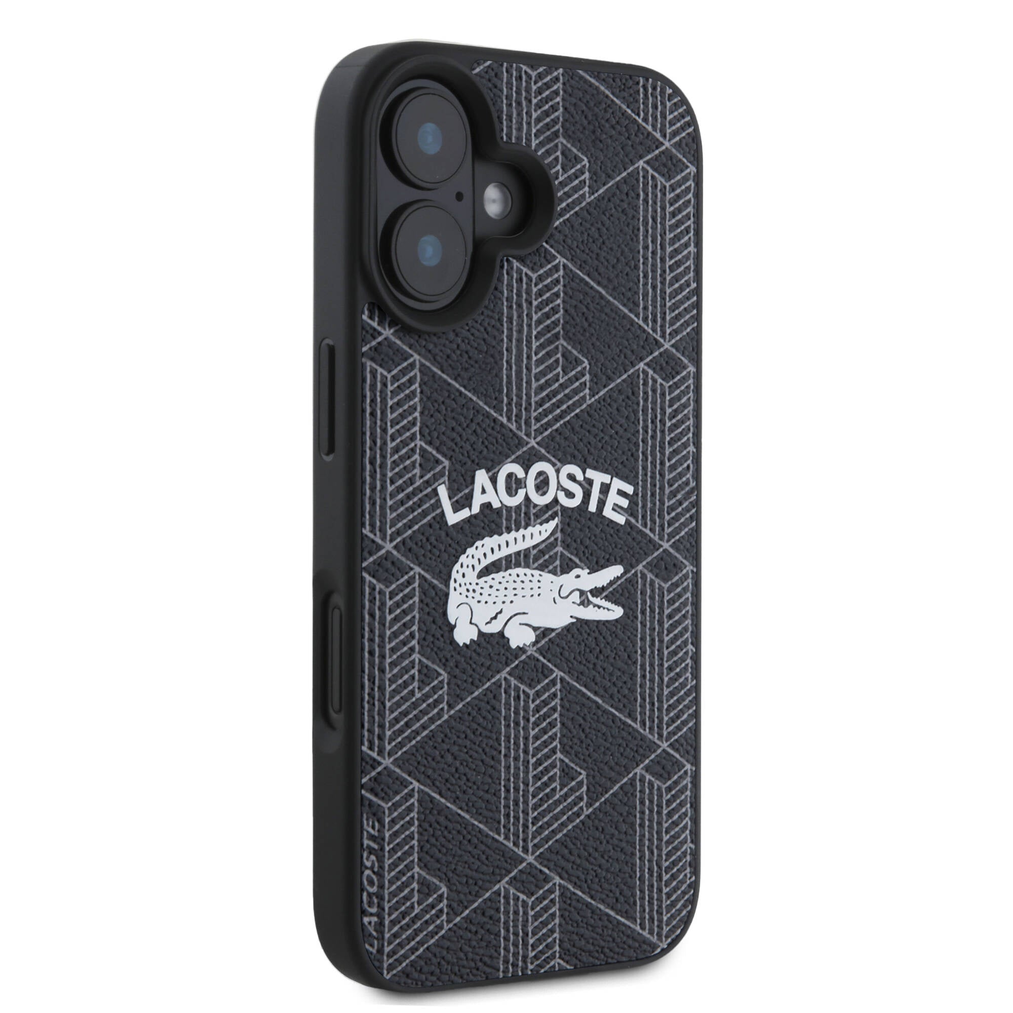 Lacoste iPhone 16 Orjinal Lisanslı Magsafe Şarj Özellikli Mono Vintage Logo Telefon Kılıfı