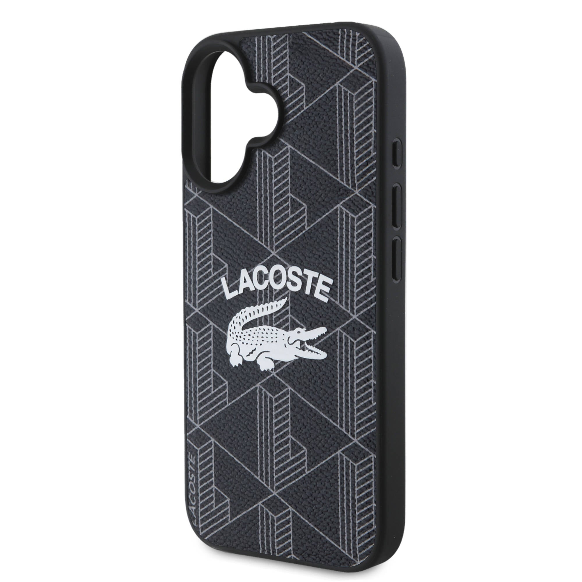 Lacoste iPhone 16 Orjinal Lisanslı Magsafe Şarj Özellikli Mono Vintage Logo Telefon Kılıfı