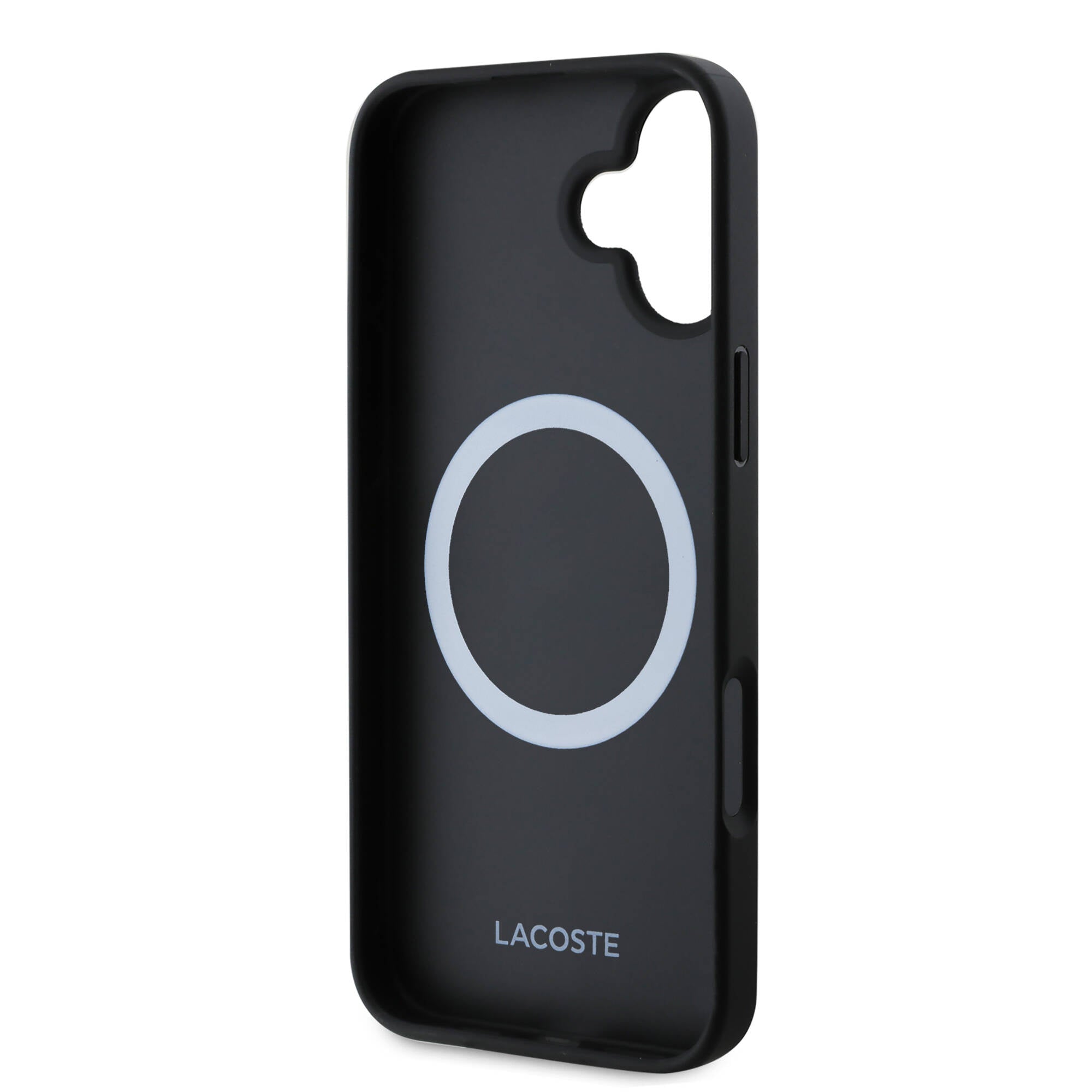 Lacoste iPhone 16 Orjinal Lisanslı Magsafe Şarj Özellikli Mono Vintage Logo Telefon Kılıfı