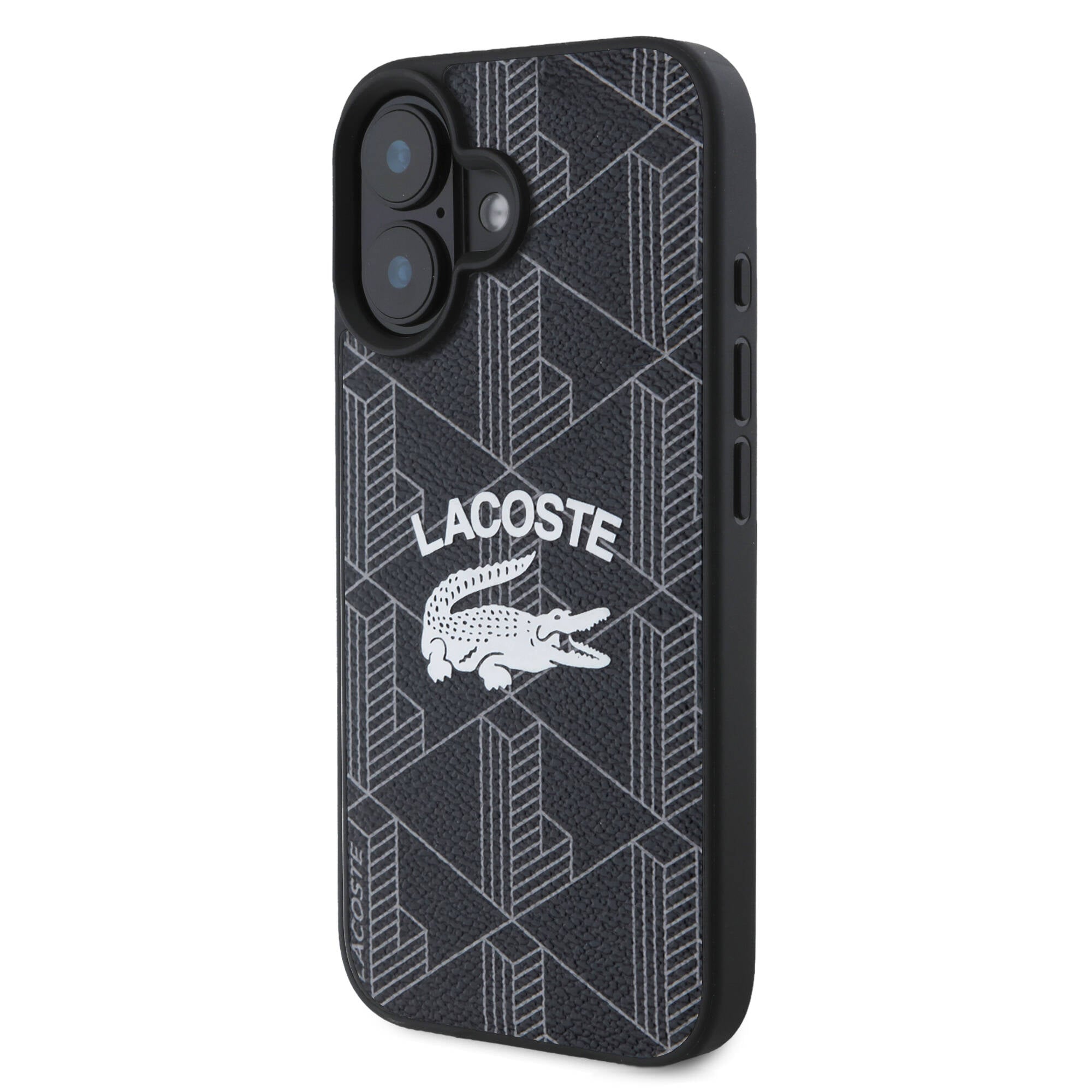 Lacoste iPhone 16 Orjinal Lisanslı Magsafe Şarj Özellikli Mono Vintage Logo Telefon Kılıfı