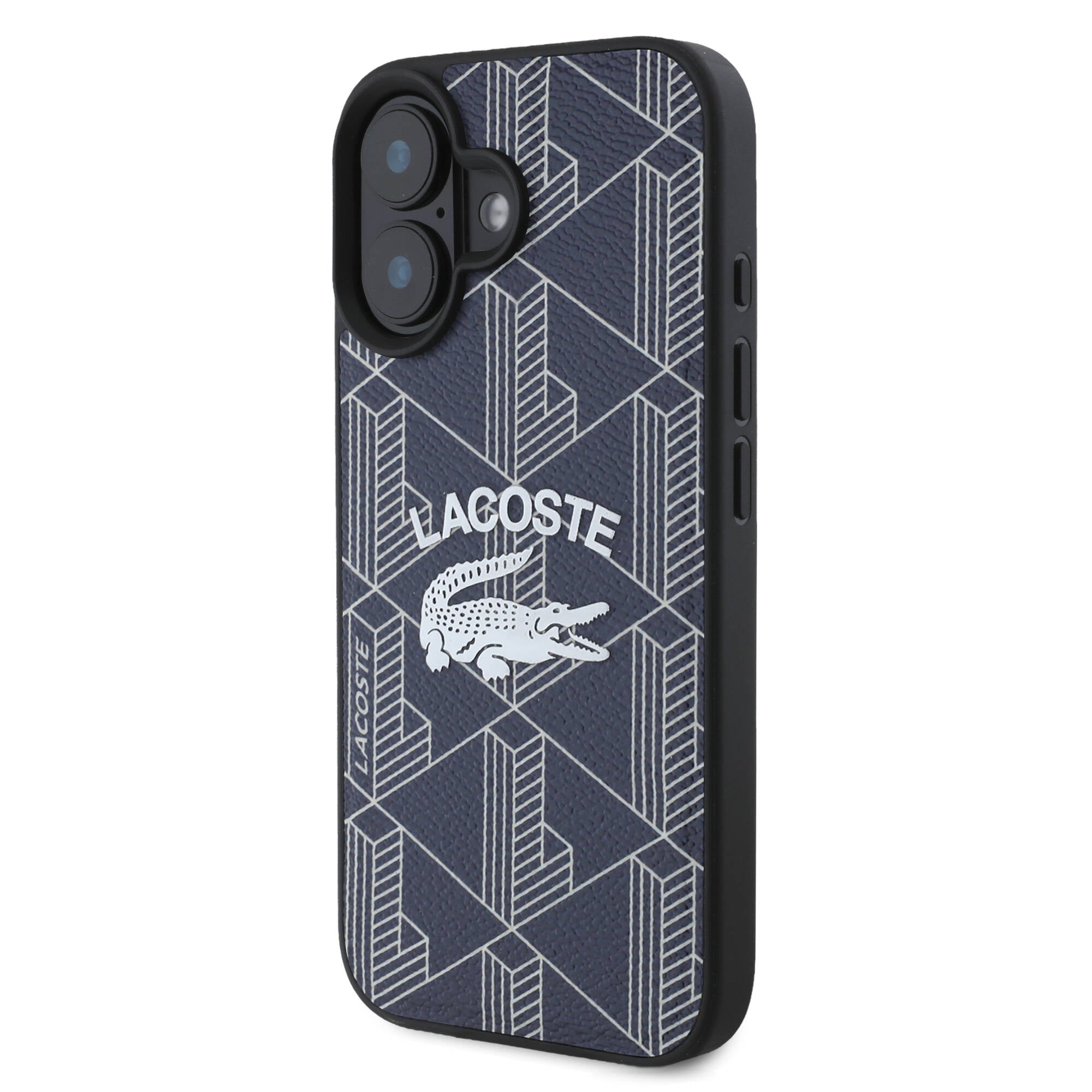 Lacoste iPhone 16 Orjinal Lisanslı Magsafe Şarj Özellikli Mono Vintage Logo Telefon Kılıfı