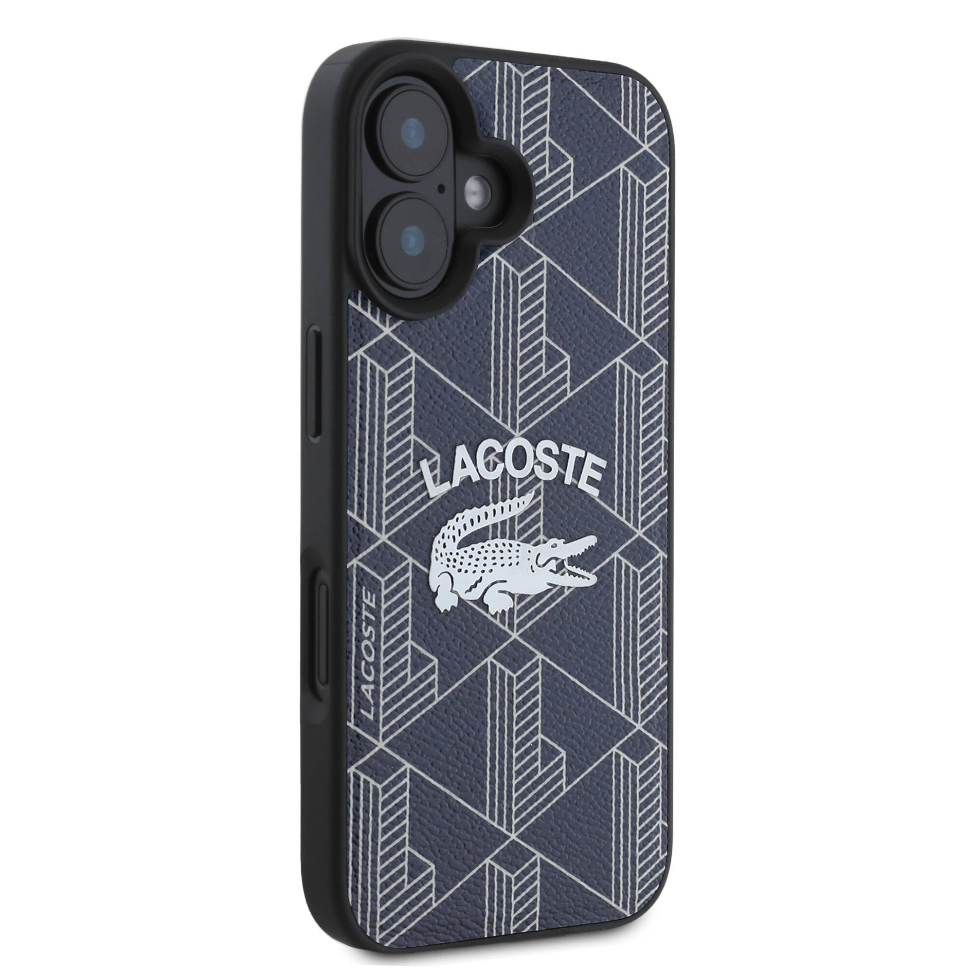 Lacoste iPhone 16 Orjinal Lisanslı Magsafe Şarj Özellikli Mono Vintage Logo Telefon Kılıfı