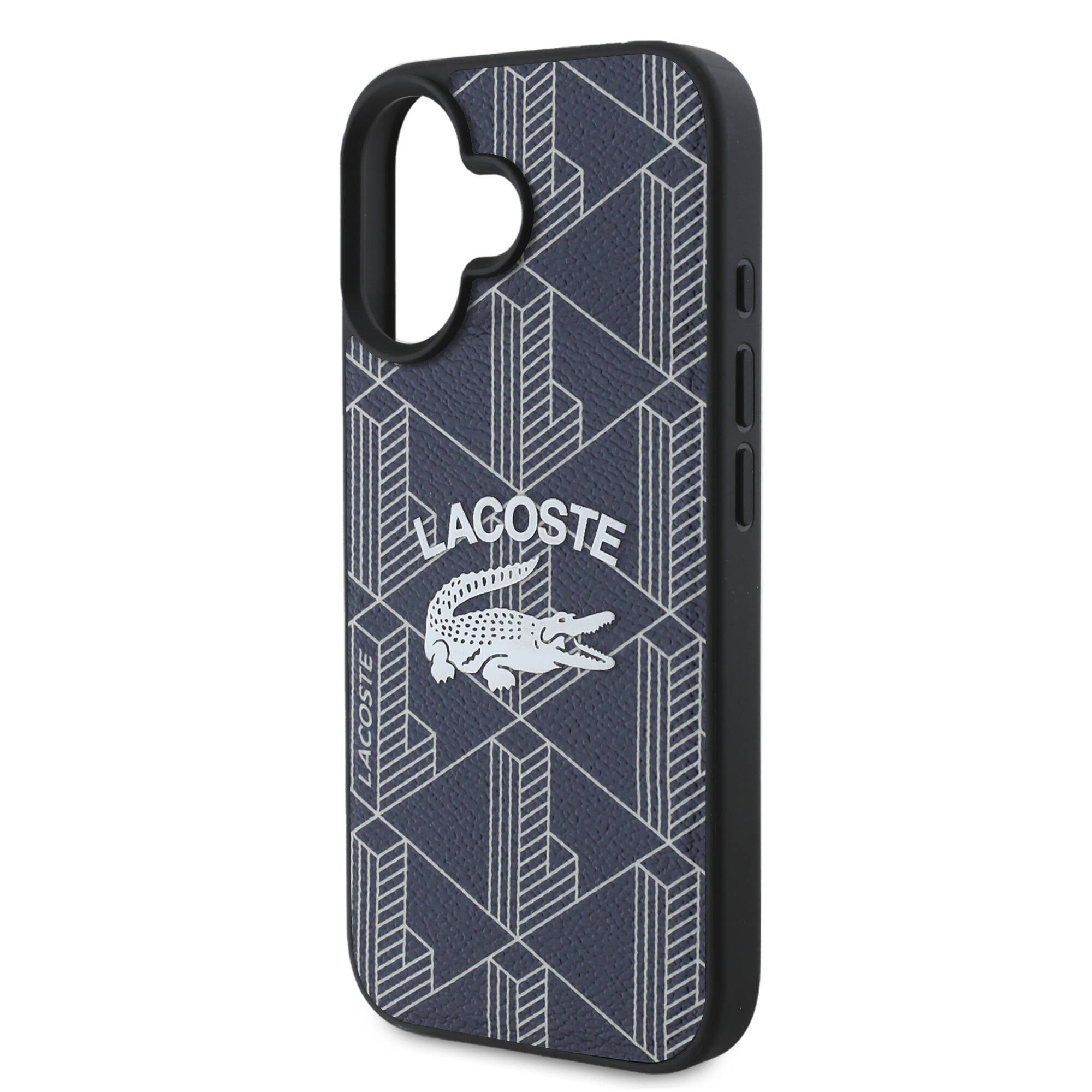 Lacoste iPhone 16 Orjinal Lisanslı Magsafe Şarj Özellikli Mono Vintage Logo Telefon Kılıfı
