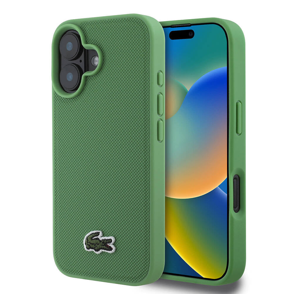 Lacoste iPhone 16 Orjinal Lisanslı PU Pike Desenli Arka Yüzey İkonik Timsah Dokuma Logolu Telefon Kılıfı - 1